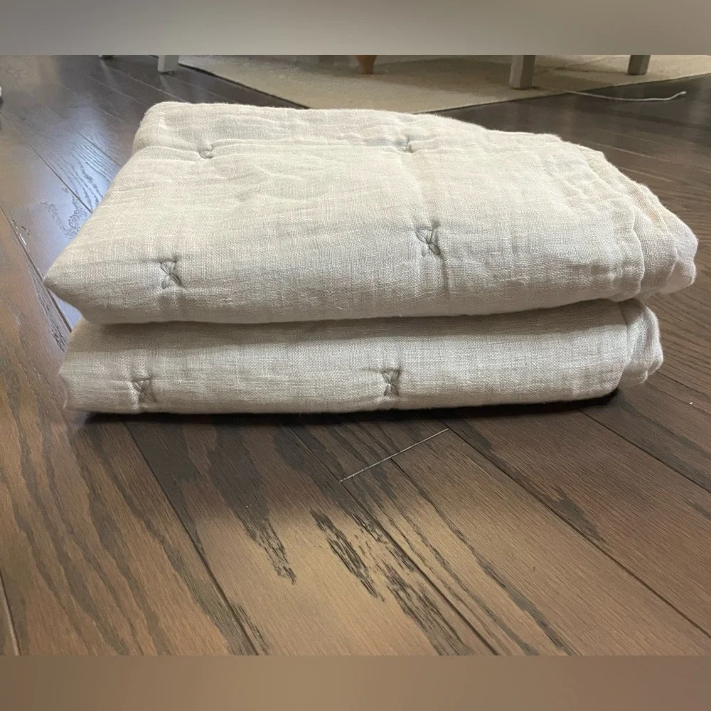 RESTORATION HARDWARE 2 LINEN GAUZE DUNE BEIGE 20x28 Pillow Shams